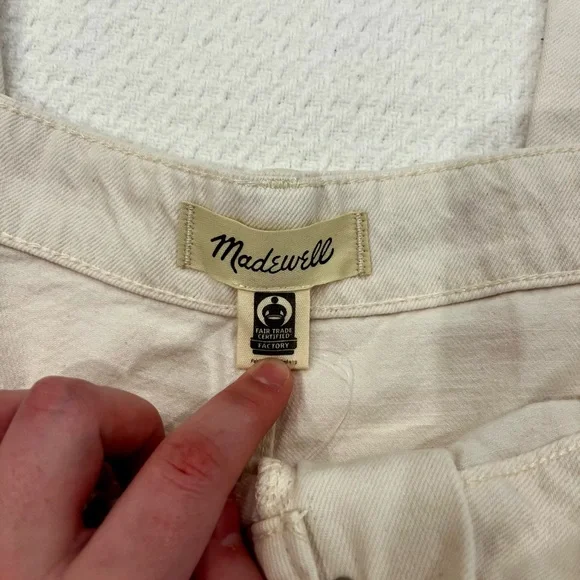 NWT Madewell Wide Sweep Trousers Minimalist Wide Leg Cream Denim Jeans 33 FLAW - Picture 5 of 15